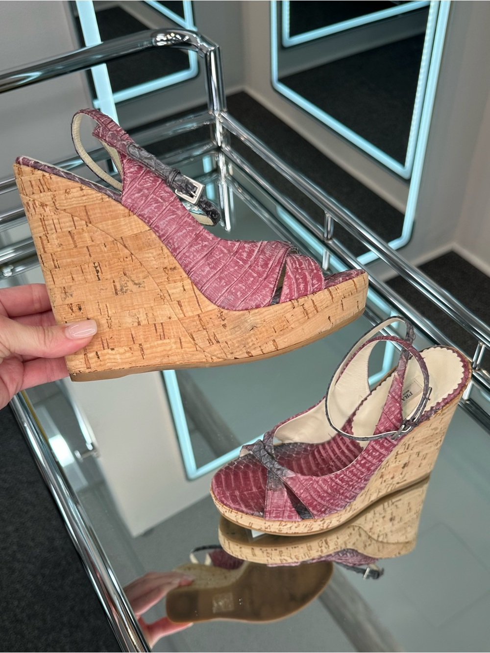 Prada ombré snake cork Wedge